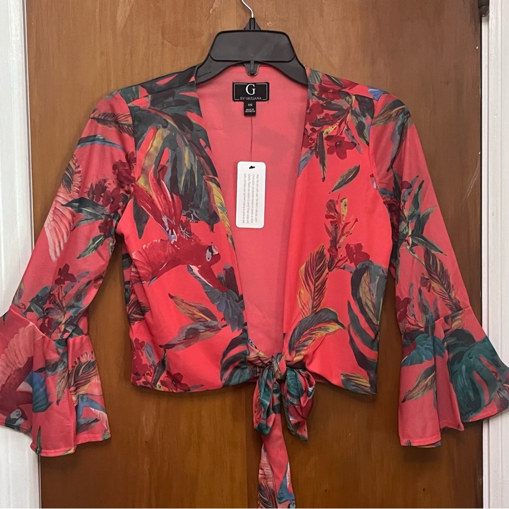 🆕. G by Giuliana Pink Crop Flutter Sleeve Crop Blouse XS
